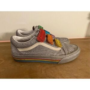 Vans W9.5 M8 flour shop rainbow sneakers shoes glitter multicolor